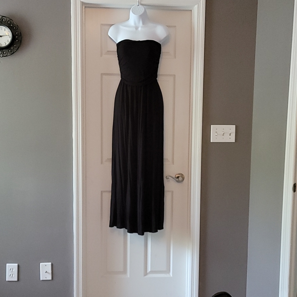 Tube top maxi dress with ruched waistline